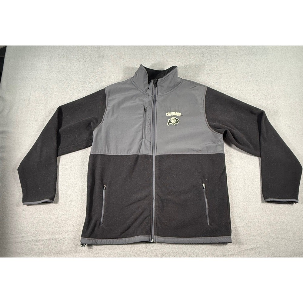 Colosseum Athletics Colorado Buffaloes Men's L Fleece Jacket Full Zip Black Gray